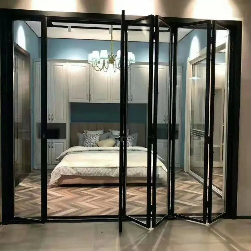 Aluminum Bi Folding Door Black Insulation Lowes Metal Aluminium Builders Hinges Grill Storm Doors with Bars Locks