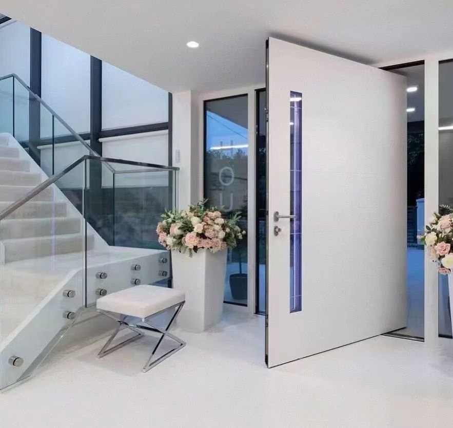 Nfrc CE 180° Swing Smart Lock Front Entry Aluminum Glass Pivot Door