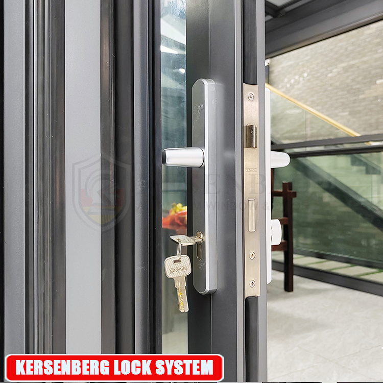 Thermal Break Aluminum Sliding Bi Folding Glass Door Exterior Aluminium Bifold Patio Doors
