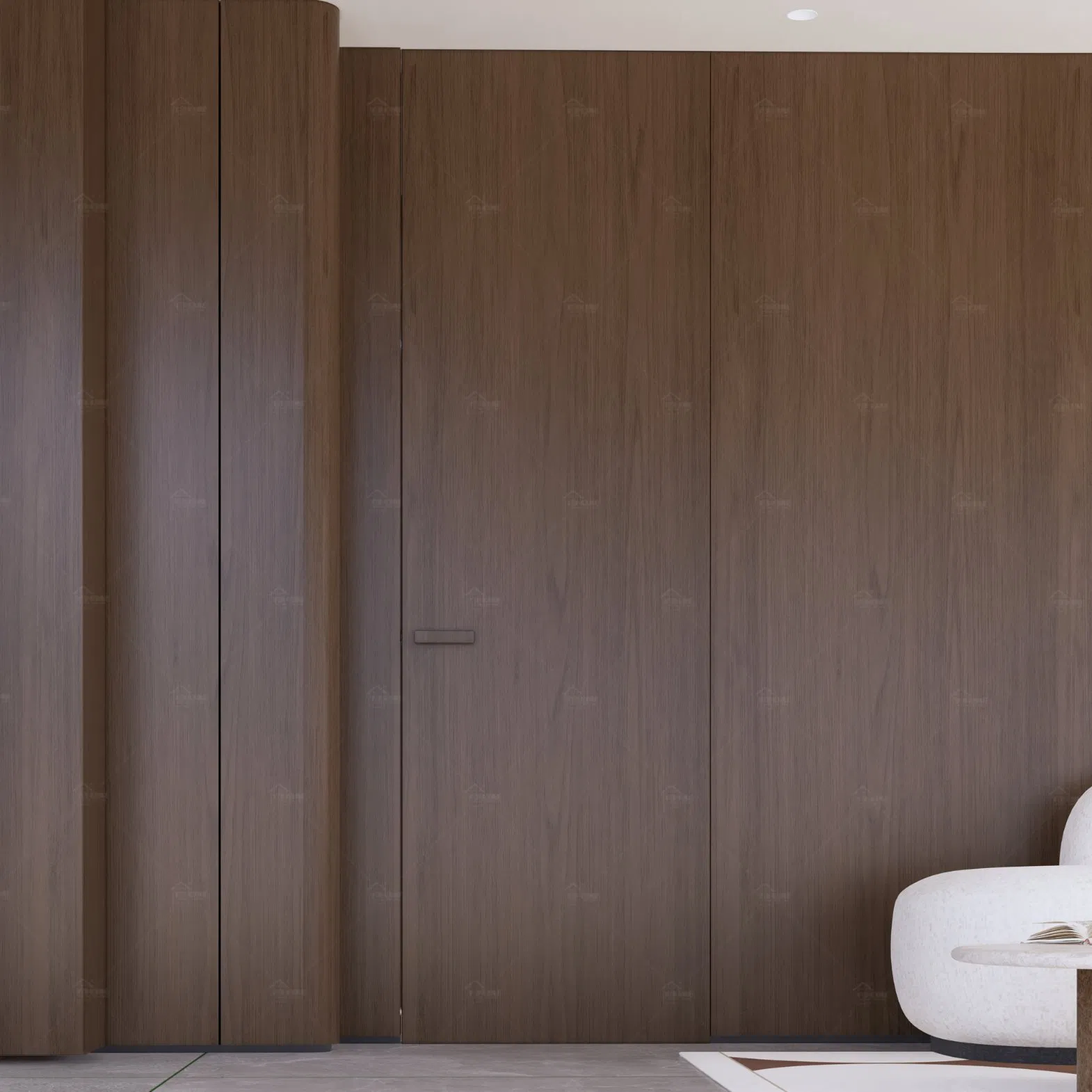 American Approved Custom House Swing Natural Veneer Hidden Interior Door with Aluminum Profile