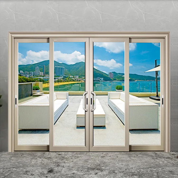 Modern House Hotel Villa Indoor Room Thermal Break Aluminum Frame Sliding Glass Patio Door