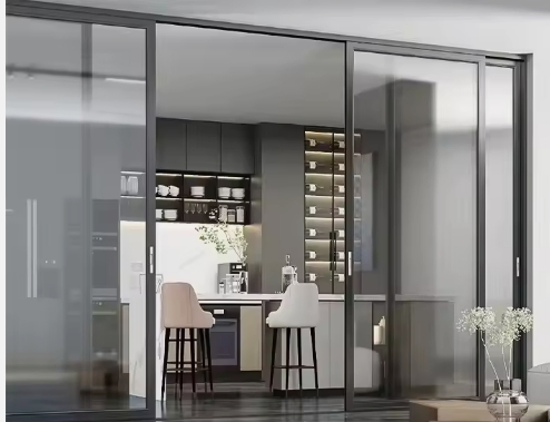 Custom Aluminum Window Door Profile Aluminium Residential Thermal Break 3 Track Sliding Door with Heat Insulated