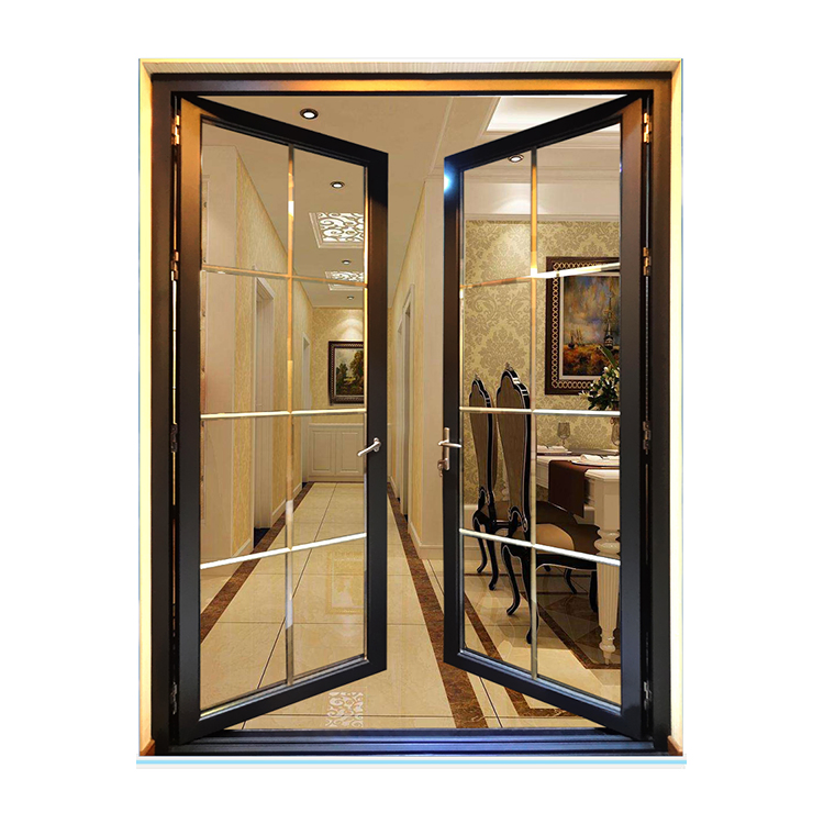 Exterior French Double Doors Laminated Safety Glass Aluminium Casement Door