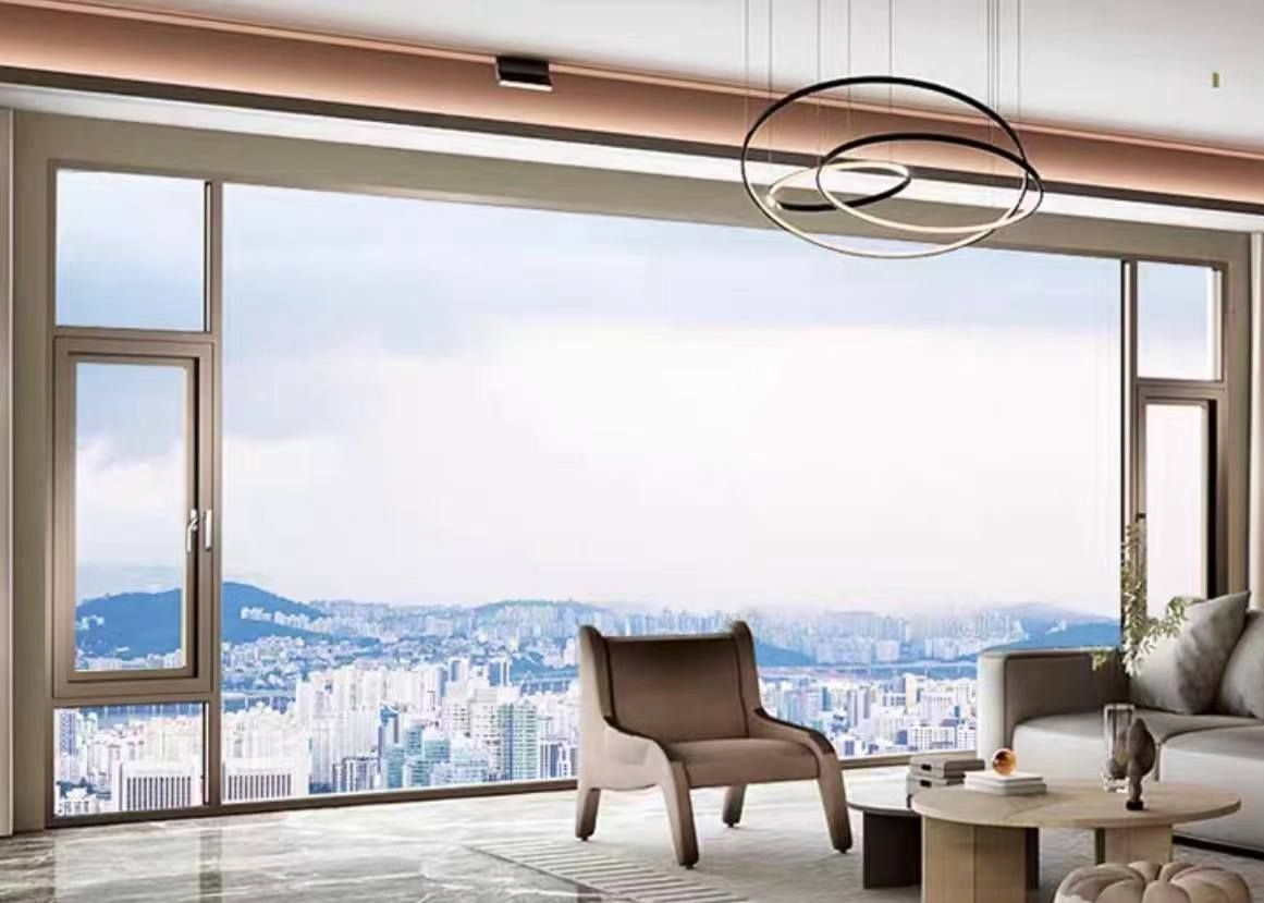 Soundproof Grey/Black Custom Color Size Casement Aluminum Frame Window with Heat Insulated