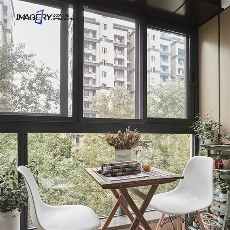 Commercial System Durable Double Toughened Glass Aluminum Sliding Window for House
