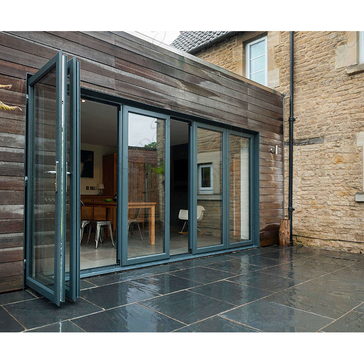 Nfrc USA Standard Windproof Residential Front Entry Folding Door Gates Glass Bi Folding Aluminium Sliding Swing Patio Doors