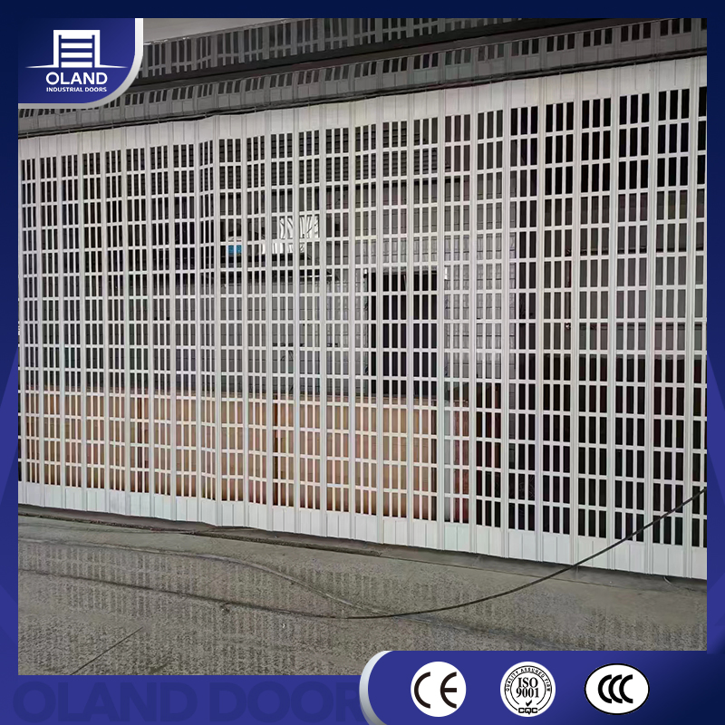 Commercial Aluminum Curved Crystal Transparent Clear Full View PC Horizontal Accordion Folding Sliding Door for Shopfront Store Front Shopping Mall