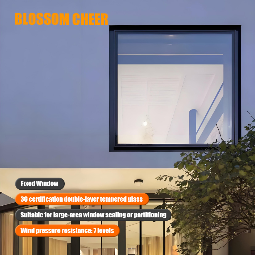 Modern Residential Partitioning Thermal Insulation Tempered Glass Aluminum Metal Fixed Picture Window