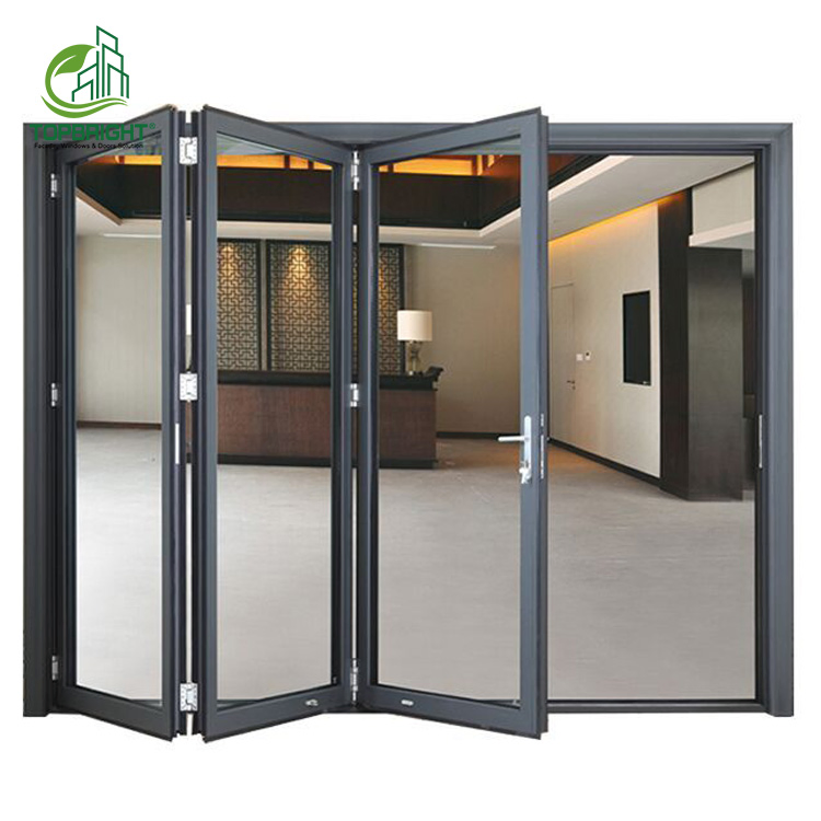 Bi-Fold Patio Hurricane Impact Aluminum Folding Doors Exterior Shatterproof Glass Louvered Sliding Folding Door