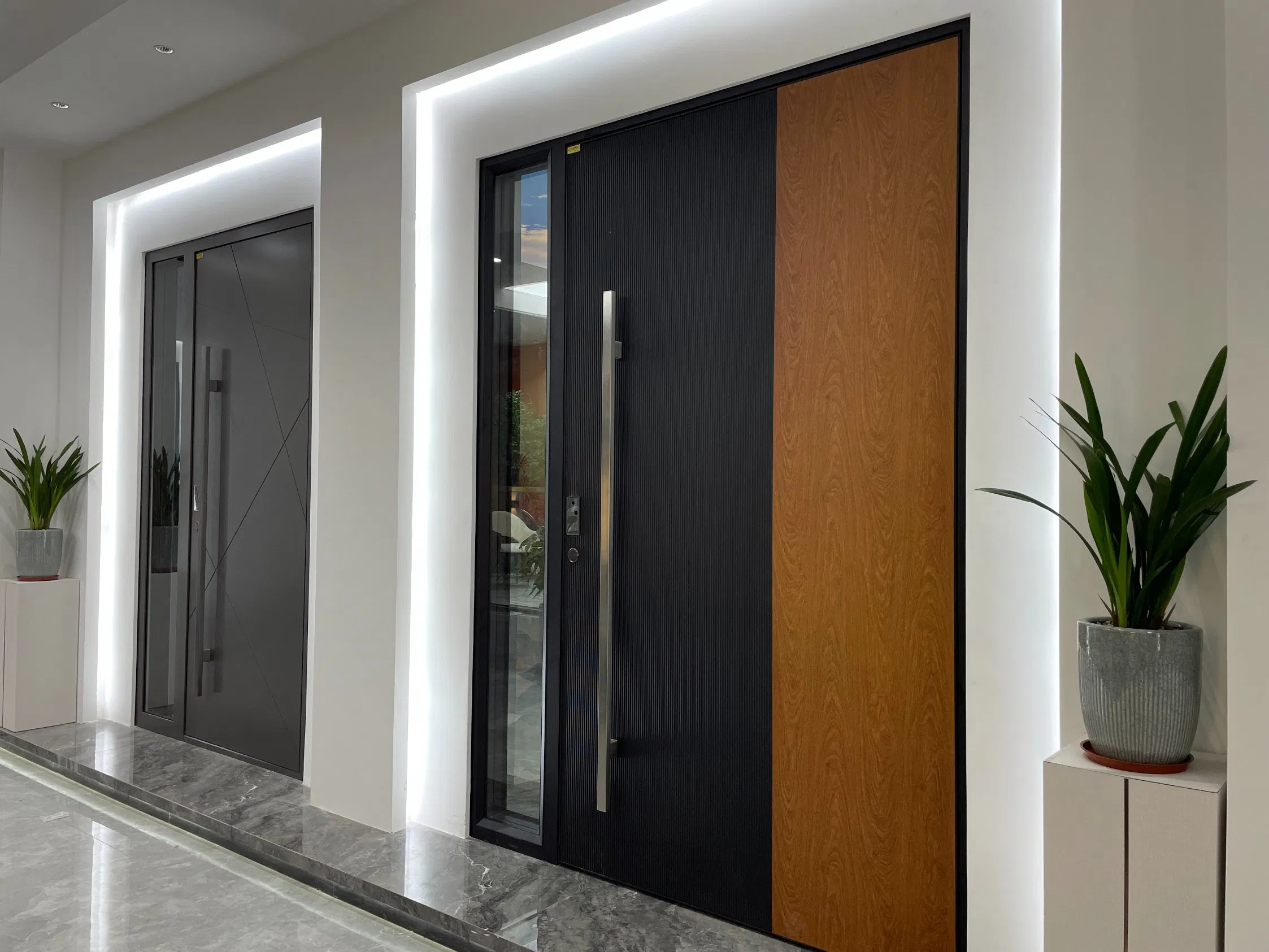 Aluminum Entrance Pivot Door Stainless Steel Double Action Swing Pivot Hinge Entrance Front Doors in Foshan