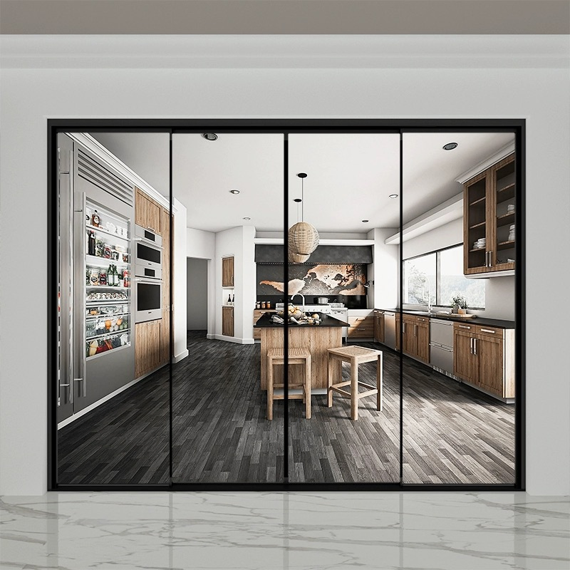Custom Aluminum Window Door Profile Aluminium Residential Thermal Break 3 Track Sliding Door with Heat Insulated
