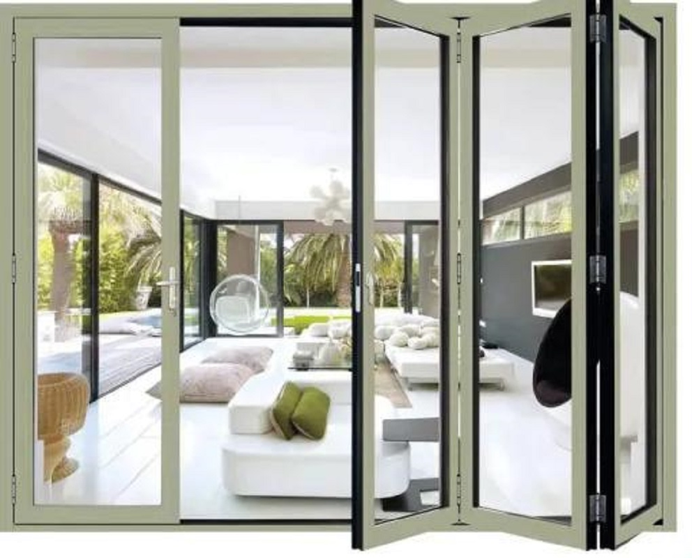 Aluminium Four Panels Folding Swing Casement Glass Sliding Doors Aluminum PT Door Panoramic Slide and Turn Foldable Glass Door