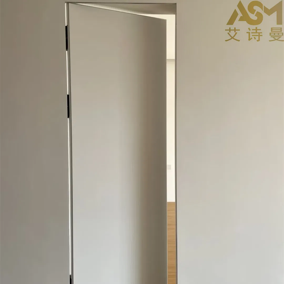 Standard Custom House Concealed Room Aluminum Profiles Invisible Interior Arched Walnut Wooden Door