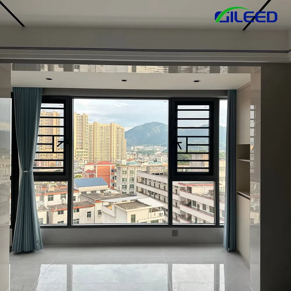 Modern Design Aluminum Alloy Casement Windows Custom Size Color Heat Resistance for Villa