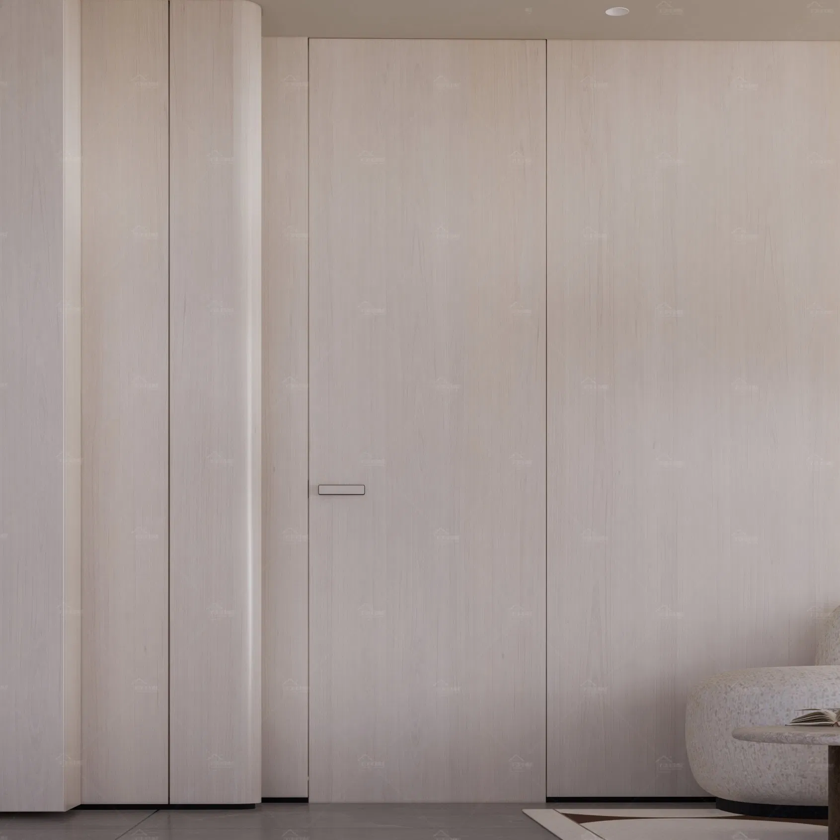 American Approved Custom House Swing Natural Veneer Hidden Interior Door with Aluminum Profile