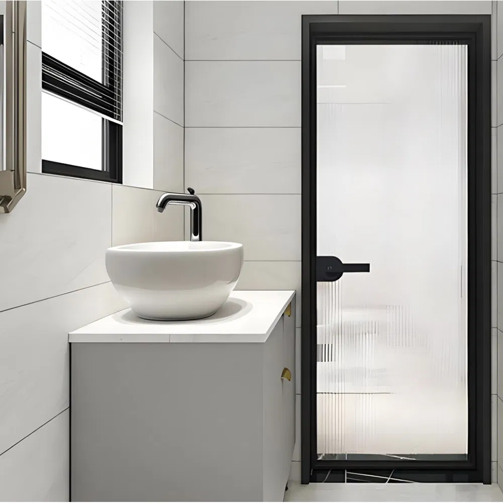 Storm Resistance Glass Door Aluminum Lattice Pattern Casement Door