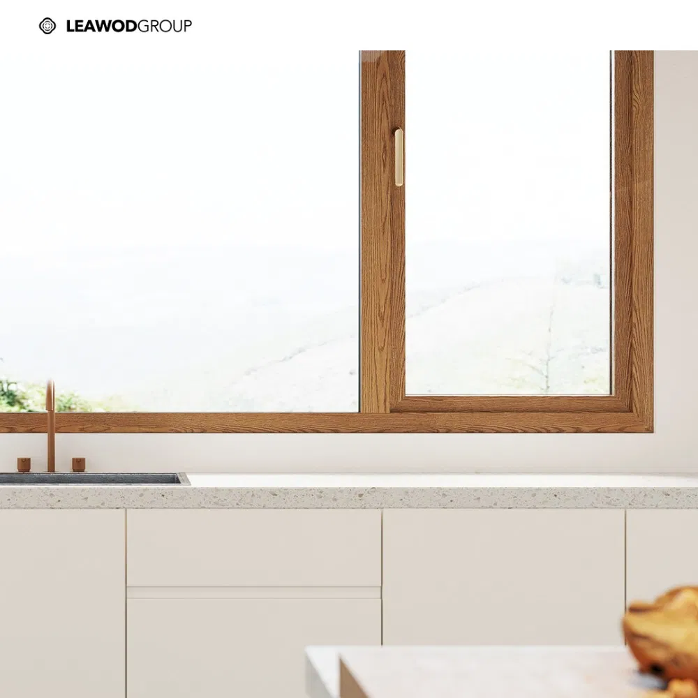 China Thermally Broken Aluminum Aluminium Window Factory Wood Wooden Casement Glass Window with Mosquito Screen for Hotel Home Villa Bedroom Livingroom