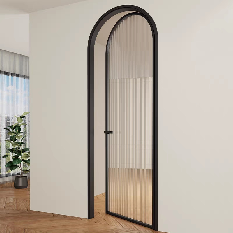 Contemporary Bathroom Door with Durable Aluminum Alloy and Glass Design Frosted Glass Interior Swing Door Aluminum Alloy Door Glass Door Toilet Glass Door