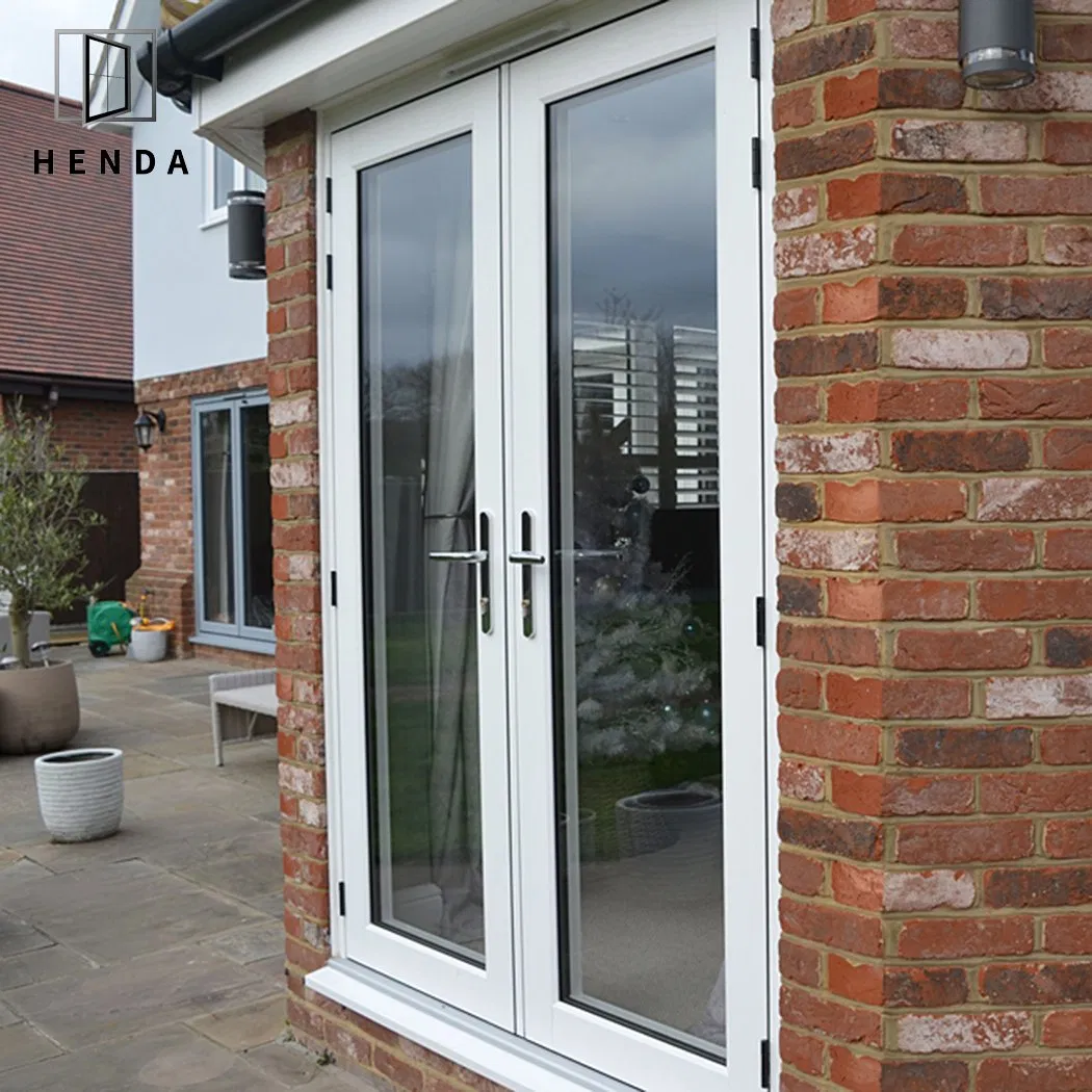 Custom Aluminum Double Glazed Hurricane Storm Impact Proof French Window Exterior Aluminium Swing Double French Door