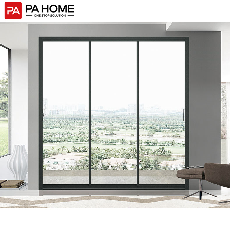 PA Modern Custom Outdoor Australian Double Glazed Glass Aluminum Frame Profiles Sliding Cabinet Glass Door