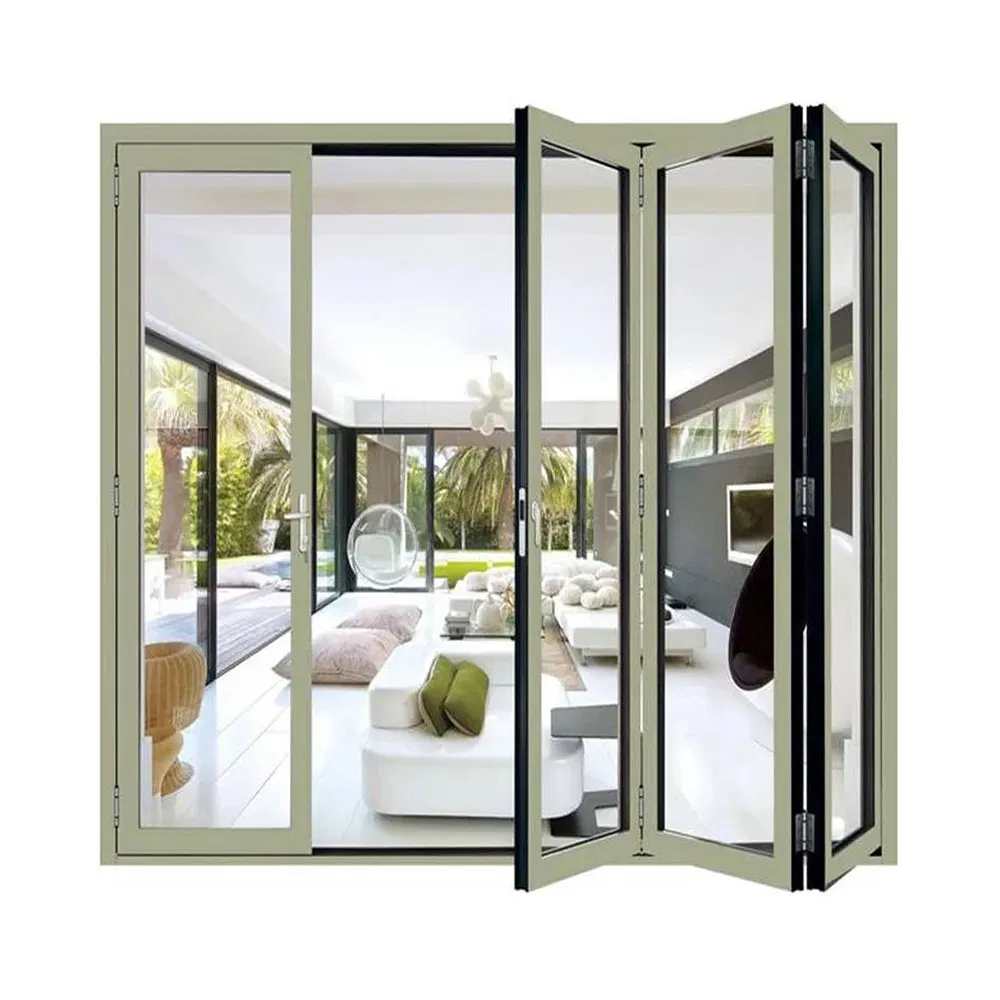 OEM ODM Custom 1.8mm Profile Thickness Glass Aluminum Bi-Fold Door