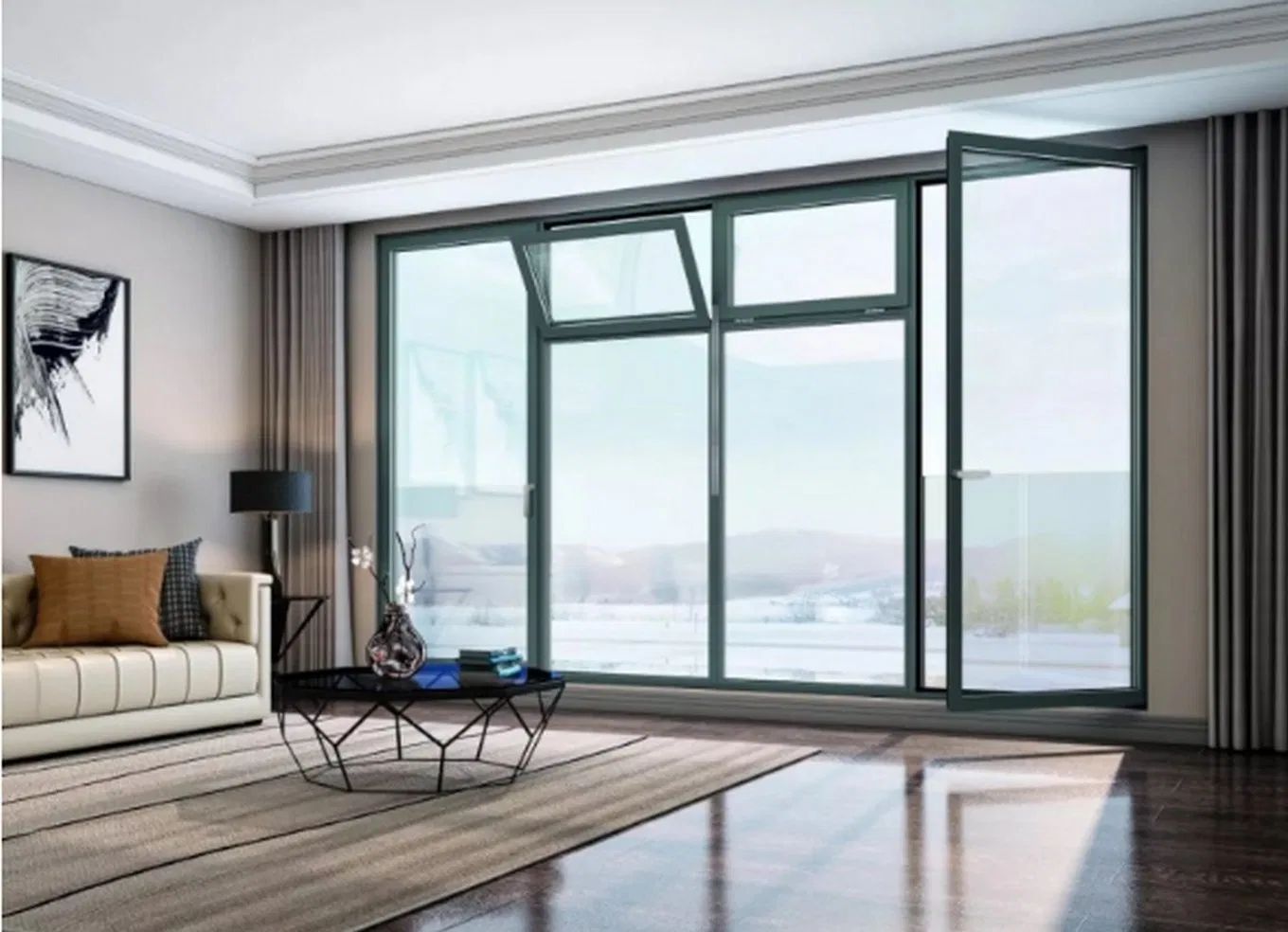 China Custom Double Glazed Luxury Thickened Clear Glass Windproof Waterproof Corrosion Resistant Aluminium Metal Glass Window Aluminum Sliding Casement Window