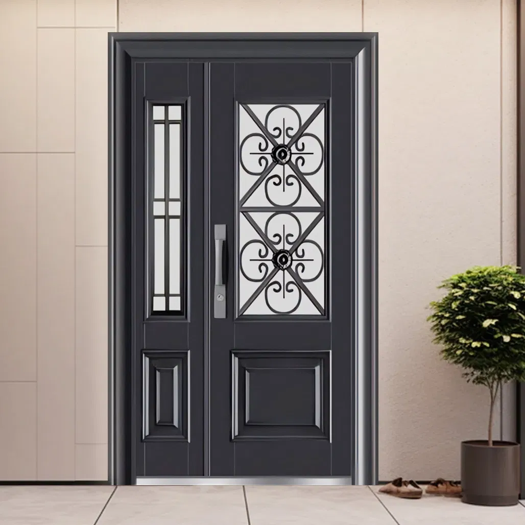 Entry Door Exterior Patio Storm Impact Heavy Aluminum Glass Doors Metal Aluminum Single Double Door
