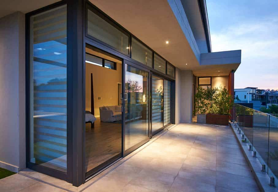 Factory Price Storm Proof Aluminium Sliding Balcony Grill Designs Glass Exterior Door Entry Doors Aluminum Sliding Door Decoration