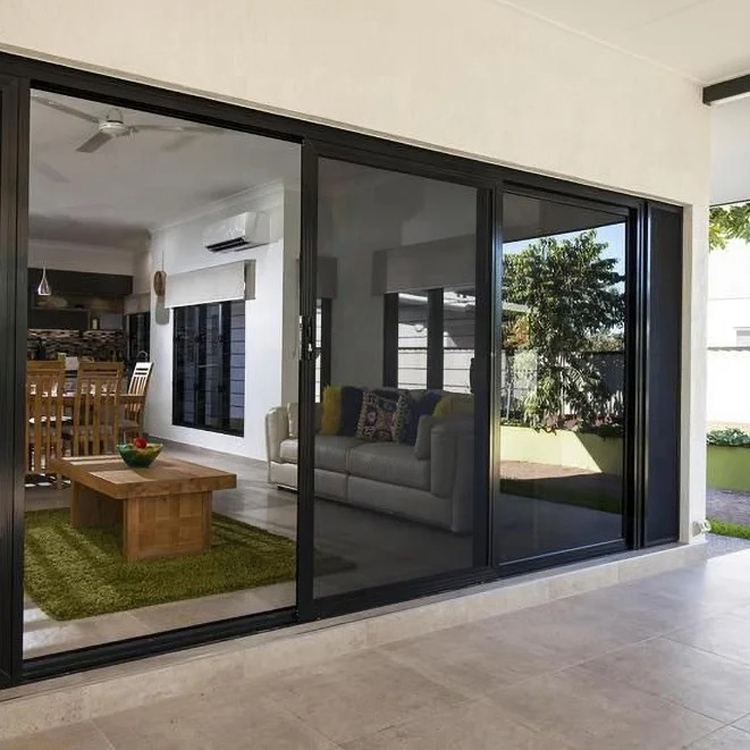 Double Tempered Glass Exterior Aluminum Sliding Doors Hurricane-Proof and Water-Proof Exterior Balcony Side Patio Door