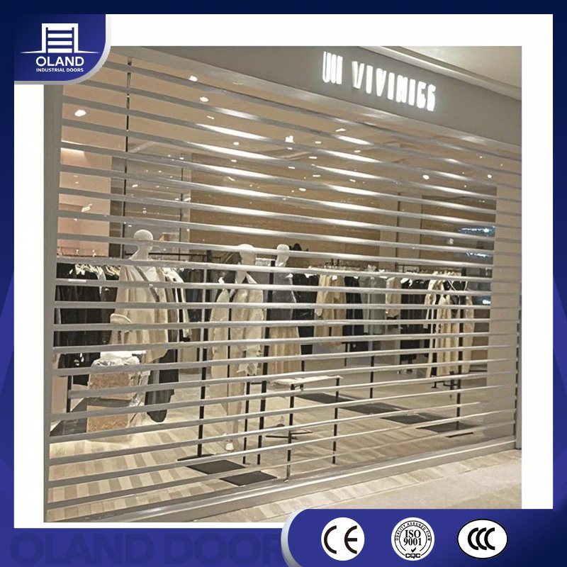 Commercial Transparent Roller Shutter Door Automatic Full Vision Mall Shop Store Shopfront Crystal Roll up Electric PC Rolling Security Aluminum Alloy Door