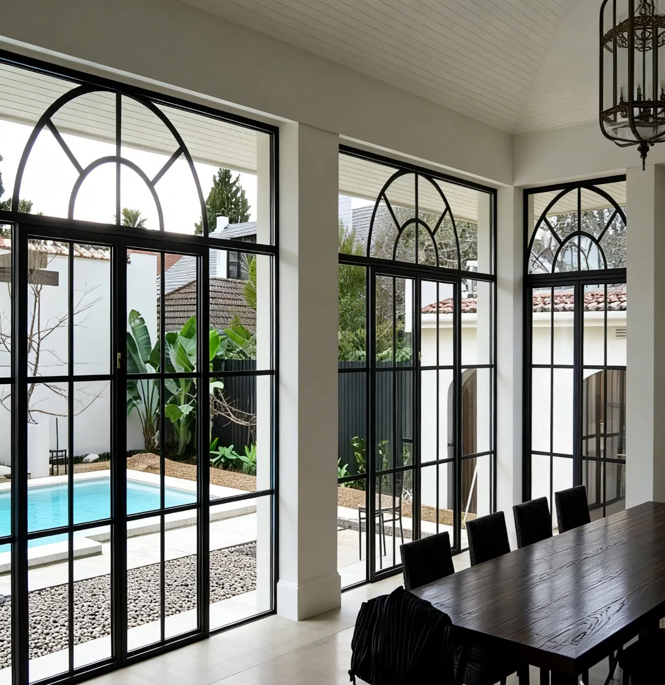 Elegant Thermal Break Aluminum Crittall-Style Curved Doors for Modern Spaces