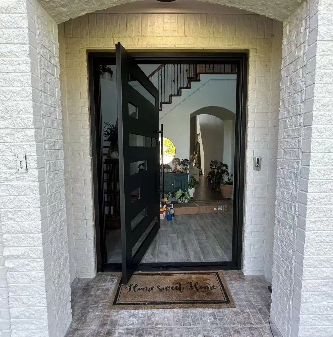 Nfrc CE 180° Swing Smart Lock Front Entry Aluminum Glass Pivot Door