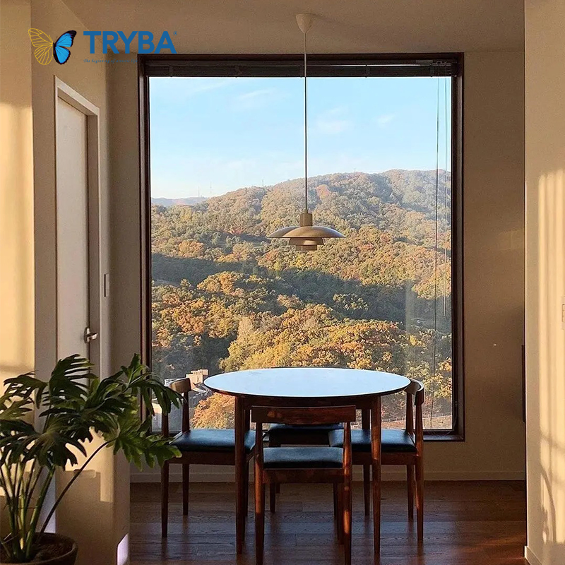 Custom Sizes Renolit Film Double Glazed Aluminum Fixed Picture Windows for Modern Villas