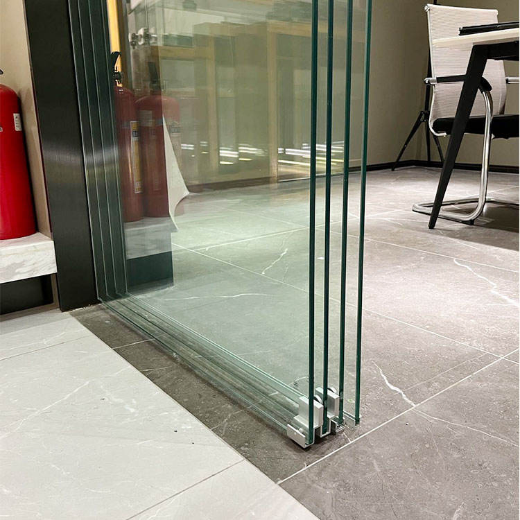 Modern Frameless 10mm 12mm Glass Stainless Steel Glass Partition Wall Glass Sliding Doors Landscape Aluminium Exterior Glass Folding Door