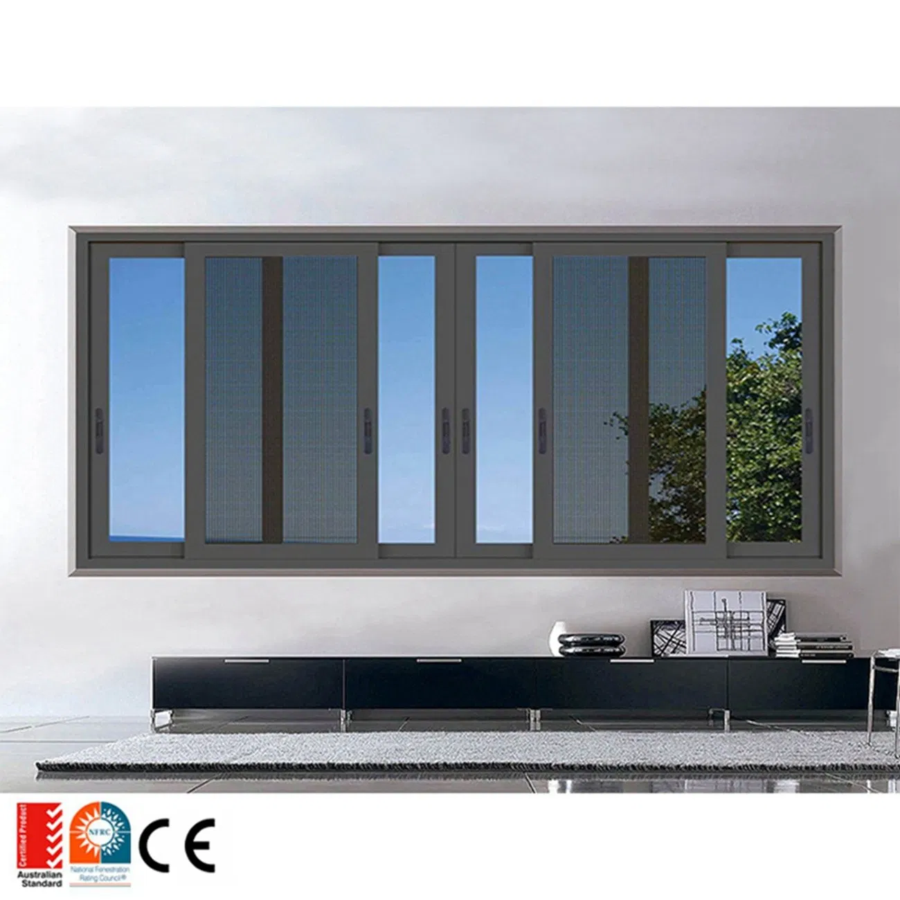 Custom Villa House Aluminum Waterproof Modern Insulating Glass Window Picture Window Aluminum Fixed Window