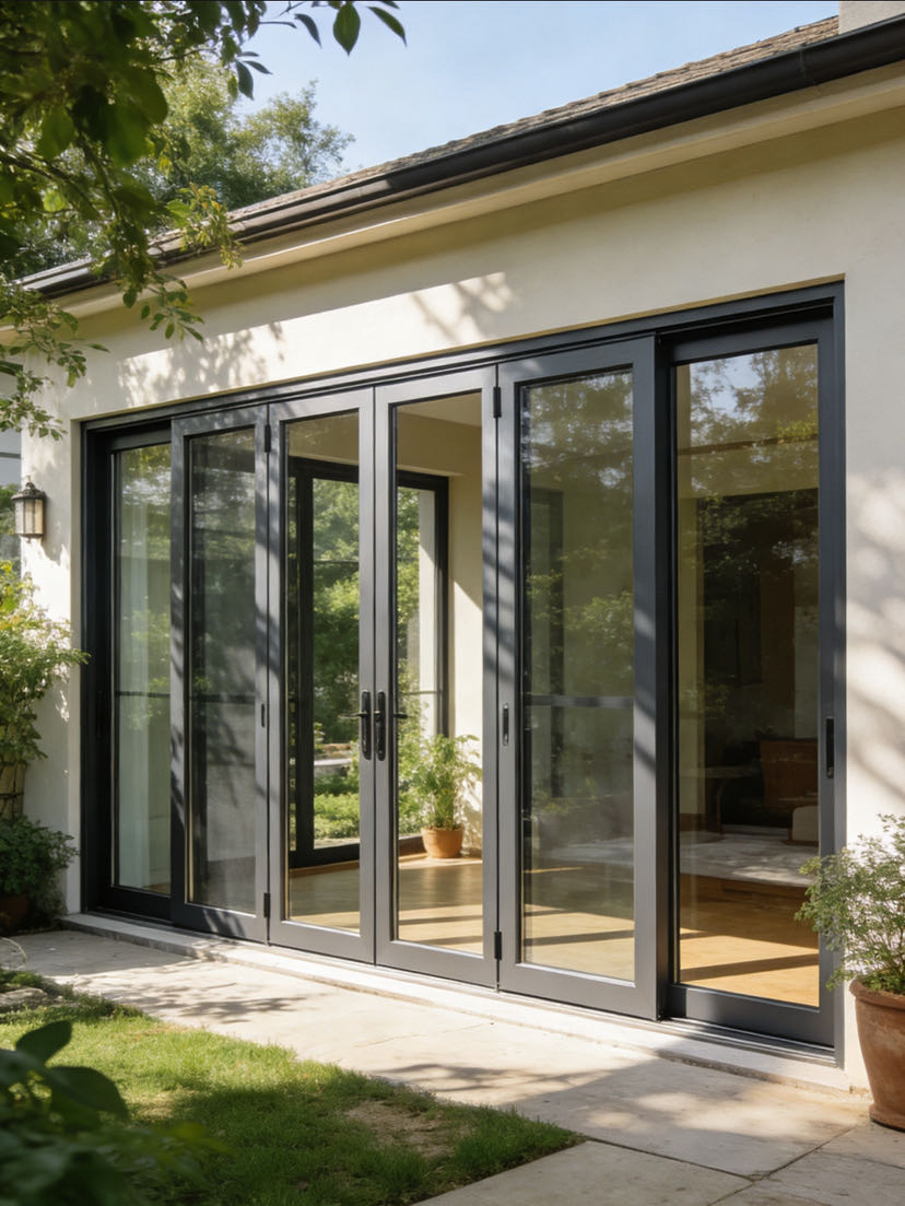 Thermal Break Aluminum Storm Door Insulated Double Layer Glass Windproof Cold Resistant Exterior Door