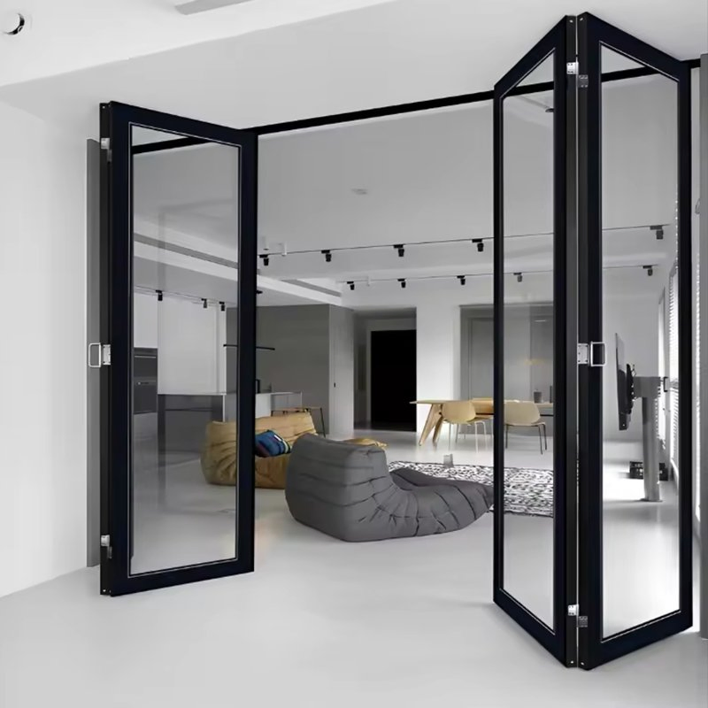 Thermal Break Double Glazed Glass Designed Long Term Use Aluminium Folding Door