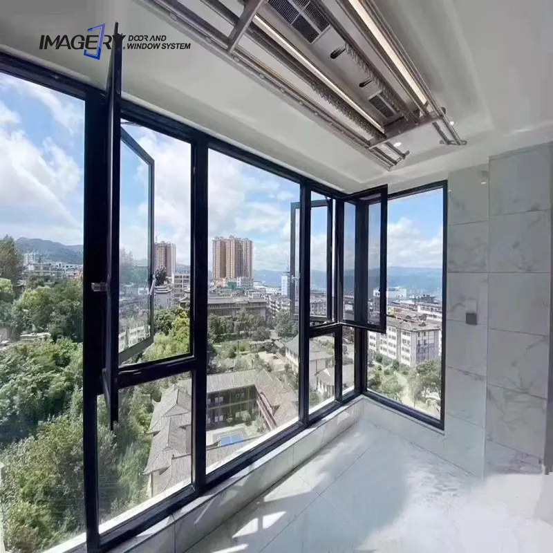 Factory Price Custom Size Windproof Double Glass Aluminum Casement Window