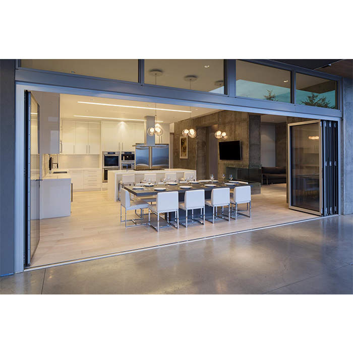 Top Bright Exterior Strong Aluminium Folding Doors with Double Glazing for Home Shopfront
