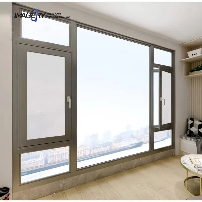 Factory Price Custom Size Windproof Double Glass Aluminum Casement Window