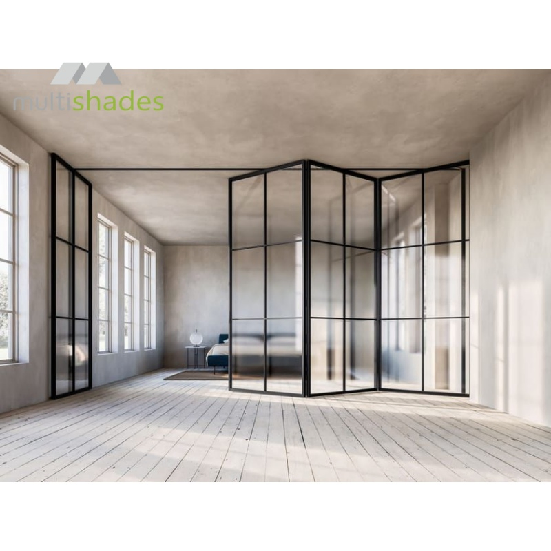 American Style Aluminum Folding Door with Top Brand Hardware Storm Ready Folding Metal Door for Wind Rain and Snow Protection