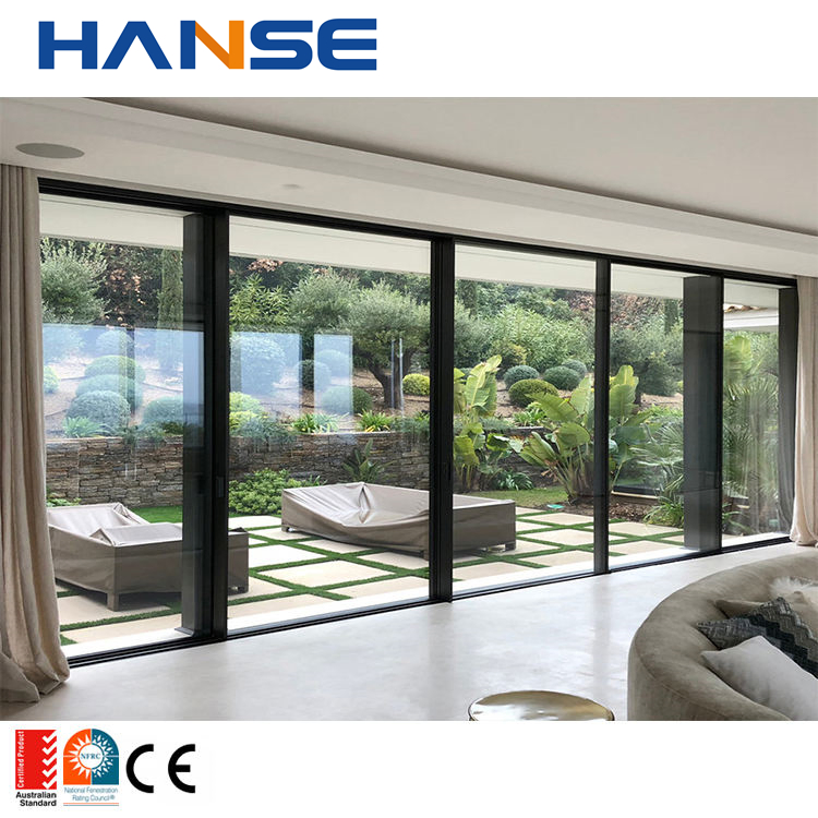 Shopfront Door, Sliding Aluminum Frame, Temper Clear Glass 10mm