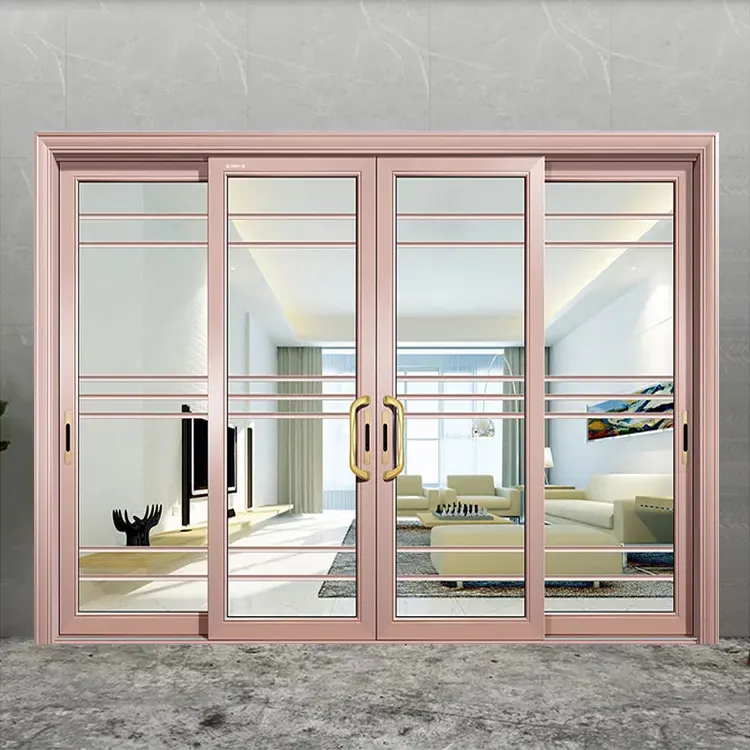 Modern House Hotel Villa Indoor Room Thermal Break Aluminum Frame Sliding Glass Patio Door