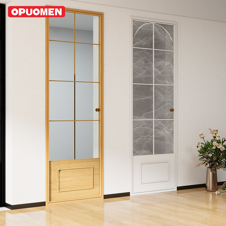 French Aluminium Glass Single Bathroom Doors Toilet Aluminum Framed Casement Doors