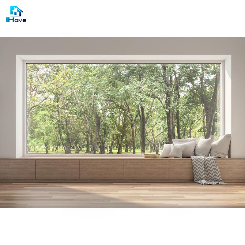 Big Picture Black Cheap Aluminum Frame Fixed Double Pane Casement Glass Window and Door