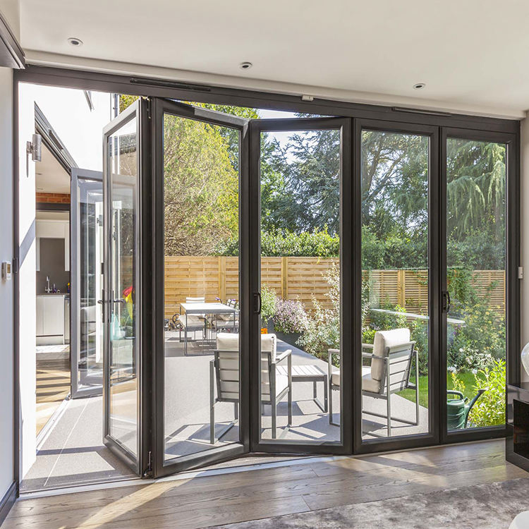 Factory Exterior Thermal Break Bi-Fold Aluminum Glass Balcony Folding Doors