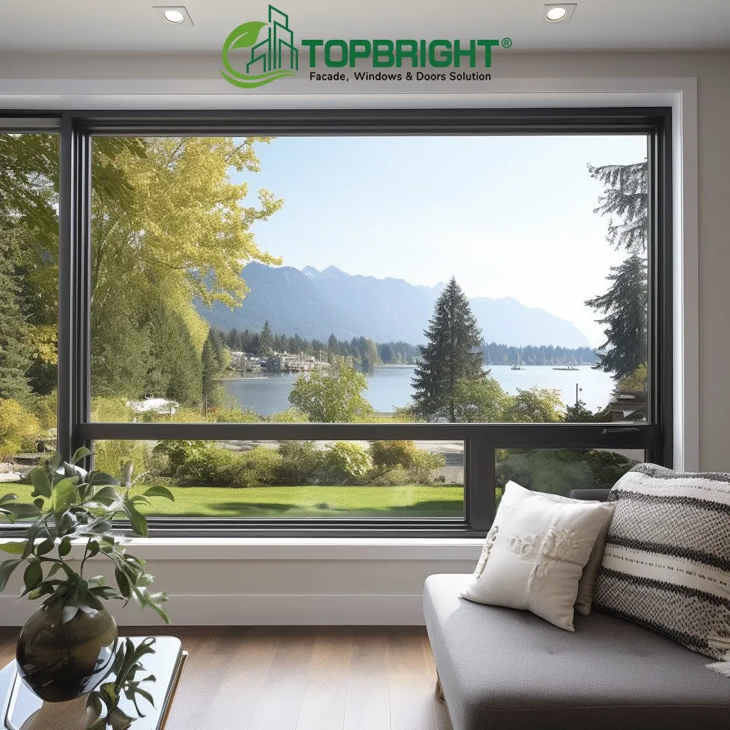 Big Fixed Picture Window Customized Modern Specifications Golden Supplier Aluminium Windows