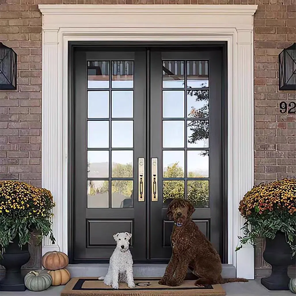 Soundproof Traditional Design Glass Customization Aluminum Interior French Doors Double Open Casement Door