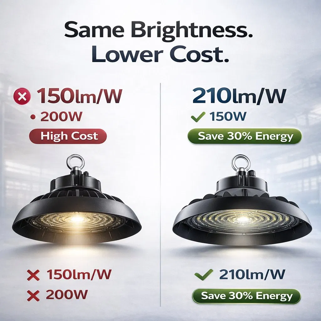 210lm/W LED High Bay Fixture - 10-Year Warranty for Cost Savings