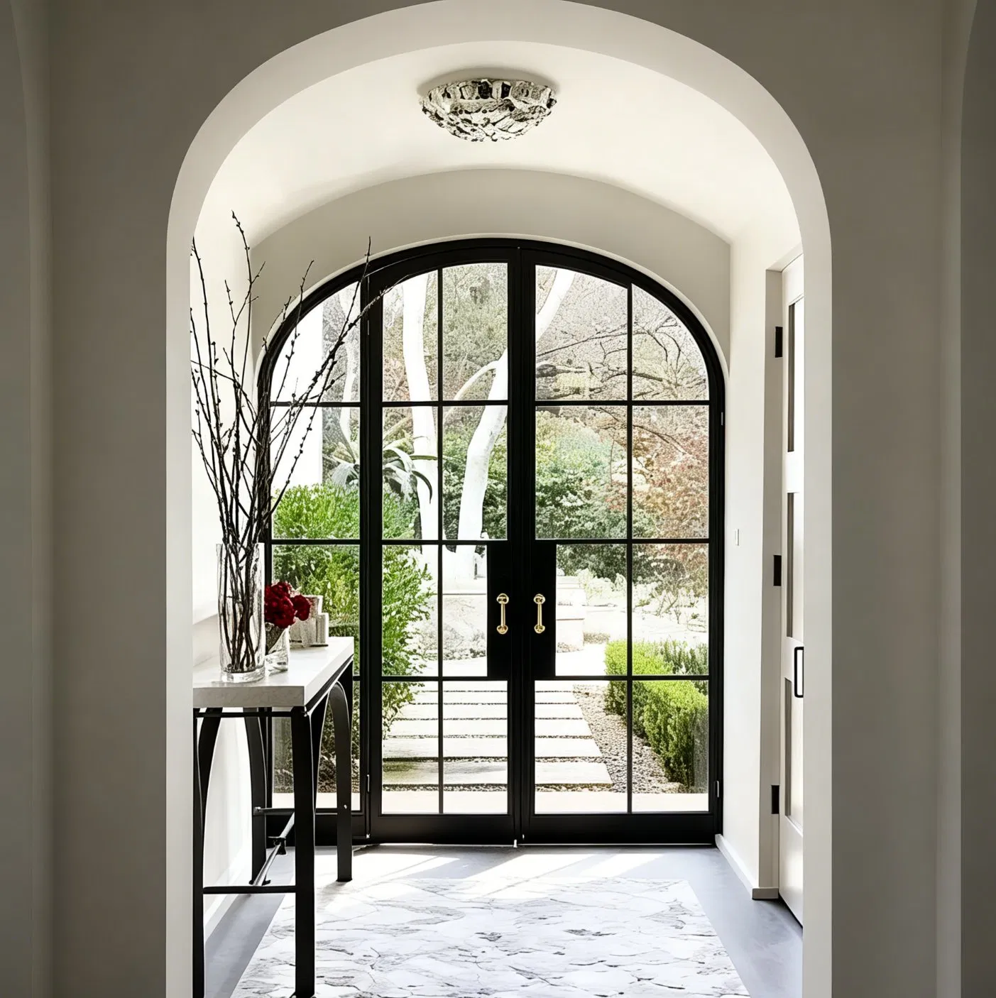 Elegant Thermal Break Aluminum Crittall-Style Curved Doors for Modern Spaces